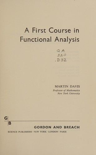 Cover for A first course in functional analysis.