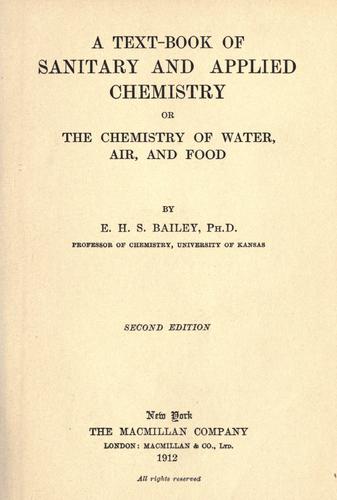 Cover for A textbook of sanitary and applied chemistry; or, The chemistry of water, air, and food.