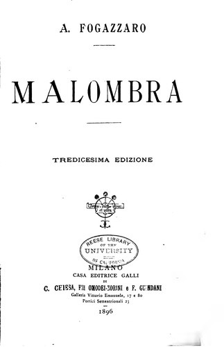 Cover for Malombra