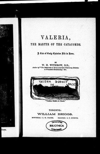 Cover for Valeria, the martyr of the catacombs