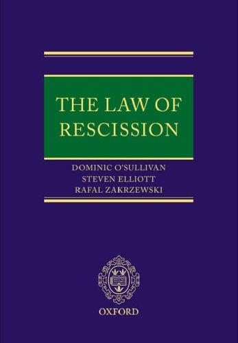 Cover for The Law of Rescission