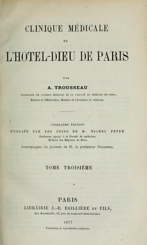 Cover for Clinique médicale de l'Hôtel-Dieu de Paris