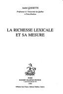 Cover for La richesse lexicale et sa mesure