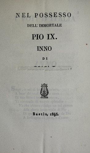 Cover for Nel possesso dell'immortale Pio IX