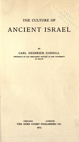 Cover for The culture of ancient Israel