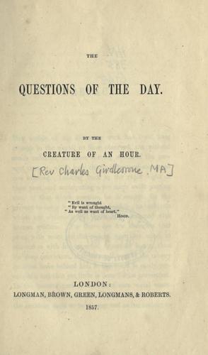 Cover for The questions of the day