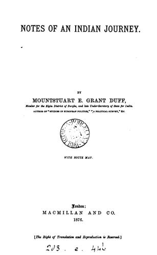 Cover for Notes of an Indian journey