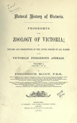 Cover for Prodromus of the zoology of Victoria