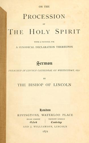 Cover for On the procession of the Holy Spirit