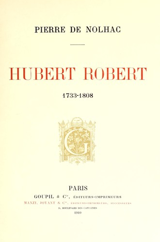Cover for Hubert Robert, 1733-1808.