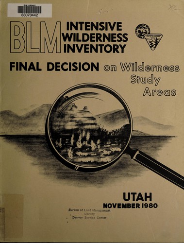 Cover for BLM intensive wilderness inventory