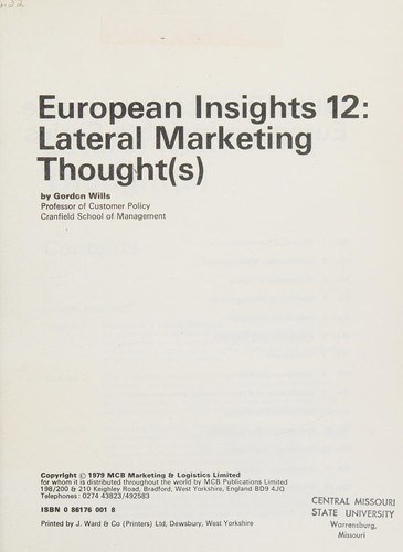 Cover for Lateral marketing thoughts.