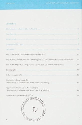 Cover for The lottery as a democratic institution