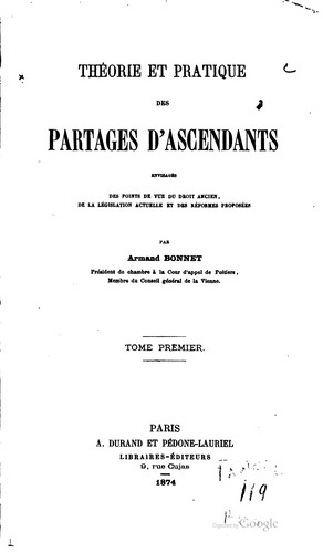 Cover for Théorie et pratique des partages d'ascendants