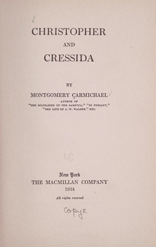 Cover for Christopher and Cressida.
