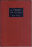 Cover for A catalogue of the Library of Thomas Baker