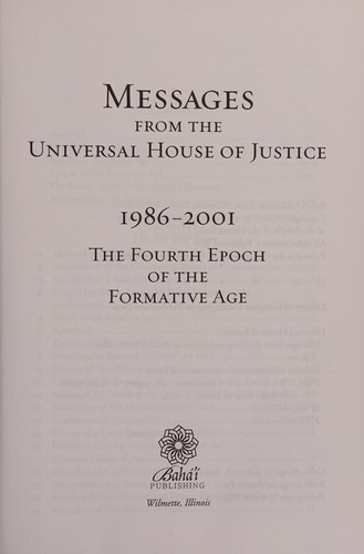 Cover for Messages from the Universal House of Justice, 1986-2001