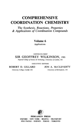 Cover for Comprehensive coordination chemistry