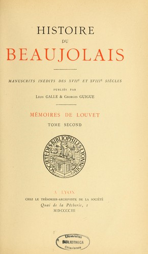 Cover for Histoire du Beaujolais