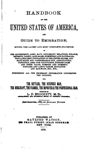 Cover for Handbook of the United States of America: And Guide to Emigration; Giving ...