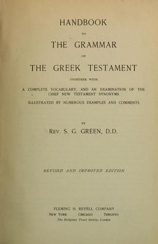 Cover for Handbook to the grammar of the Greek testament
