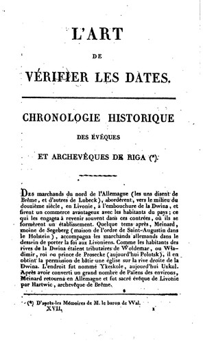 Cover for L'Art de vérifier les Dates: des Faits Historiques, des Chartes, des Chroniques, et autres anciens Monuments, depuis la Naissance de Notre-Seigneur
