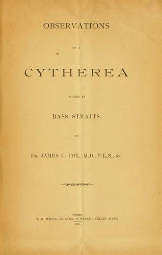Cover for Observations on a Cytherea found in Bass Straits