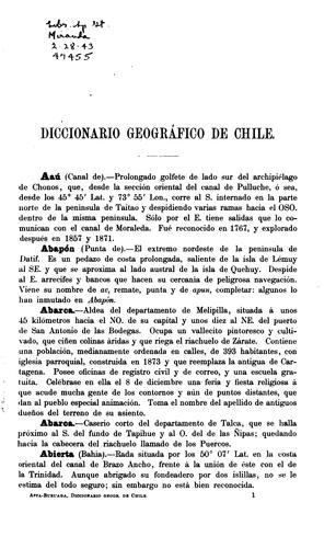Cover for Diccionario geográfico de la República de Chile