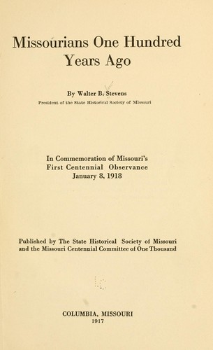 Cover for Missourians on hundred years ago