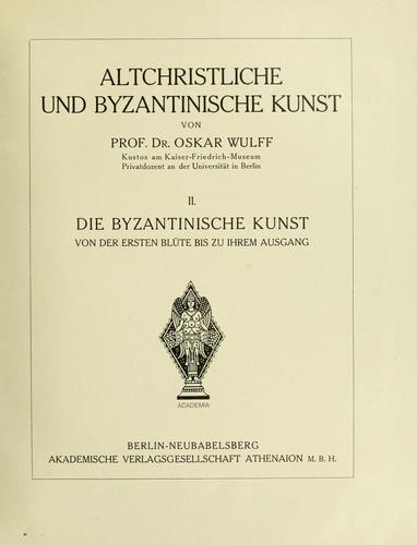Cover for Altchristliche und byzantinische Kunst