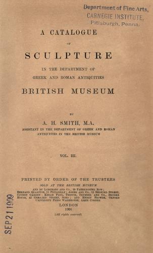 Cover for A catalogue of sculpture in the Department of Greek and Roman antiquities, British museum.