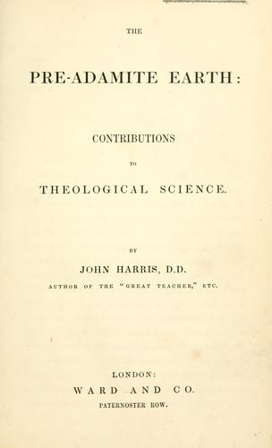 Cover for The pre-adamite earth