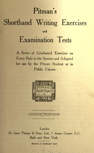 Cover for Pitman's shorthand writing exercises and examination tests