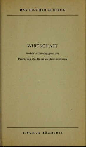 Cover for Wirtschaft.