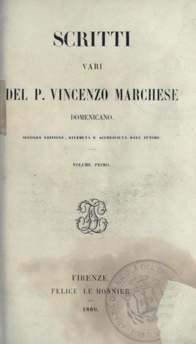 Cover for Scritti vari del p. Vincenzo Marchese.