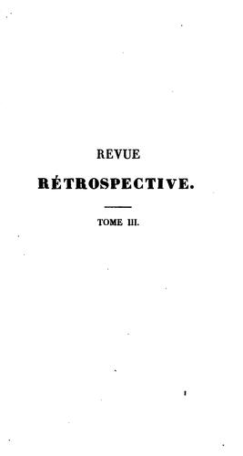 Cover for Revue Retrospective ou Bibliotheque Historique