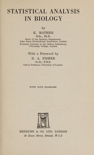 Cover for Statistical analysis in biology
