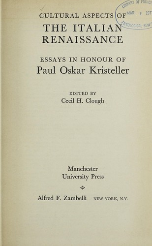 Cover for Cultural aspects of the Italian Renaissance