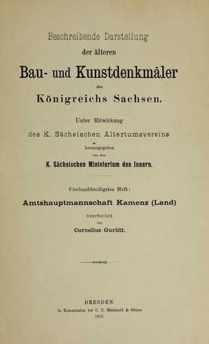 Cover for Amtshauptmannschaft Kamenz (Land)