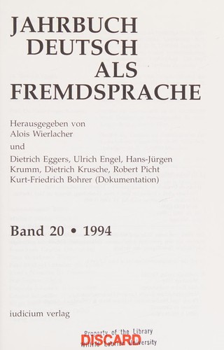 Cover for Jahrbuch deutsch als Fremdsprache