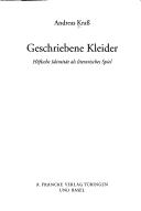 Cover for Bibliotheca Germanica, Bd. 50: Geschriebene Kleider: h ofische Identit at als literarisches Spiel