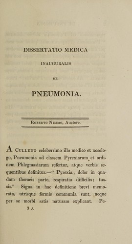 Cover for Dissertatio medica inauguralis de pneumonia