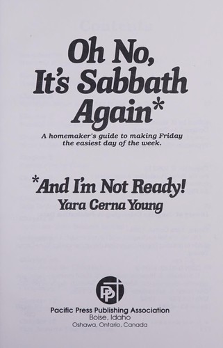 Cover for Oh no, it's Sabbath again and I'm not ready!