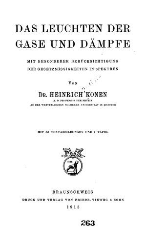 Cover for Das Leuchten der Gase und Dämpfe: Mit besonderer Berücksichtigung der ...