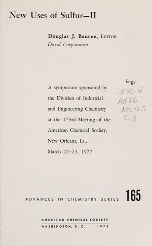 Cover for New uses of sulfur, II