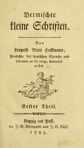 Cover for Vermischte kleine Schriften