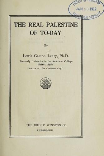 Cover for The real Palestine of to-day