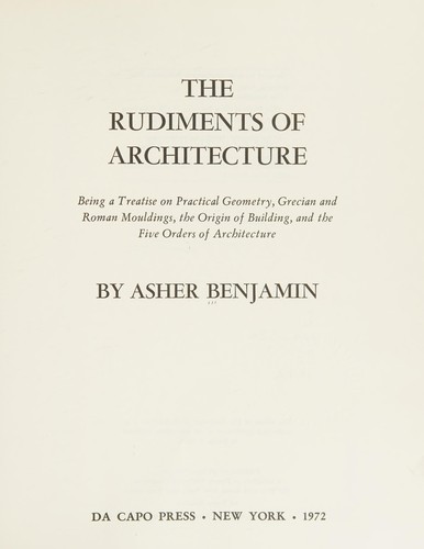 Cover for The rudiments of architecture
