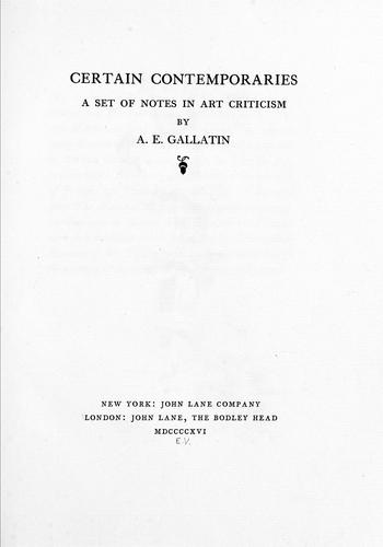 Cover for Certain contemporaries; a set of notes in art criticism