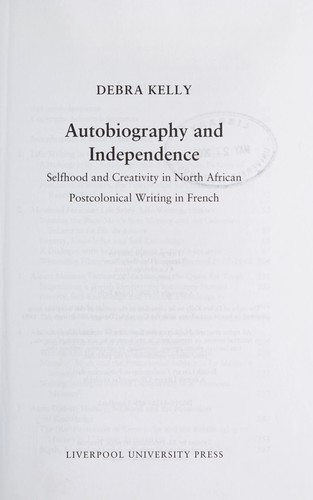Cover for Autobiography and independence